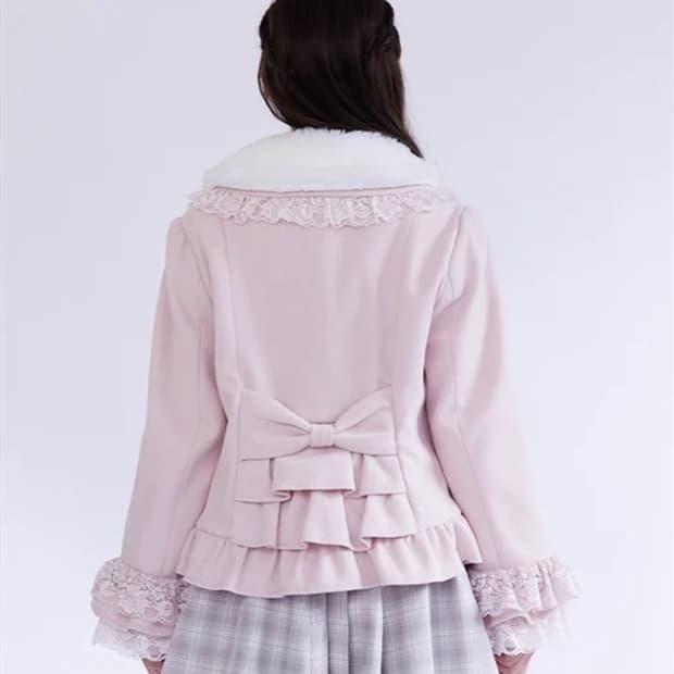 엑시즈팜 히메갸루 라떼갸루 리본 퍼 코트