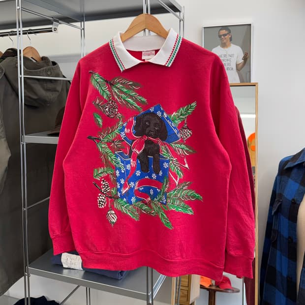 90s 빈티지 강아지 스웻셔츠 맨투맨 (L)  