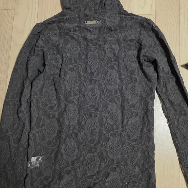 Nache Lace Hoodie Shirt Charcoal