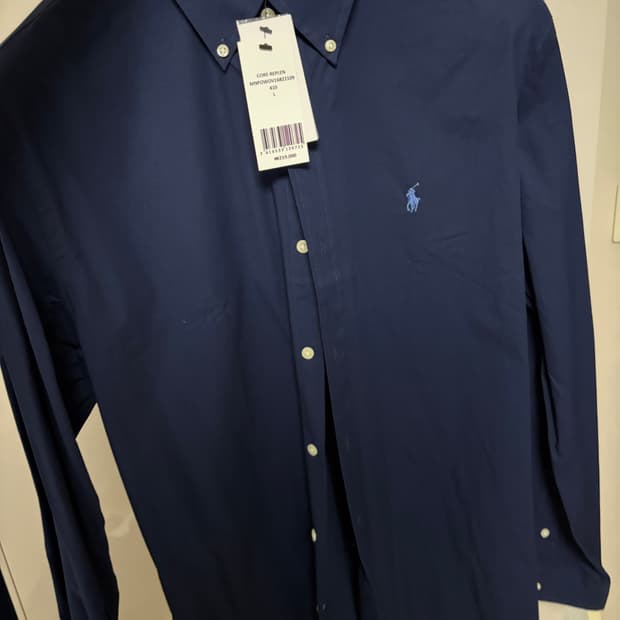 (새제품)폴로 랄프로렌 포플린 네이비 셔츠 커스텀핏 L