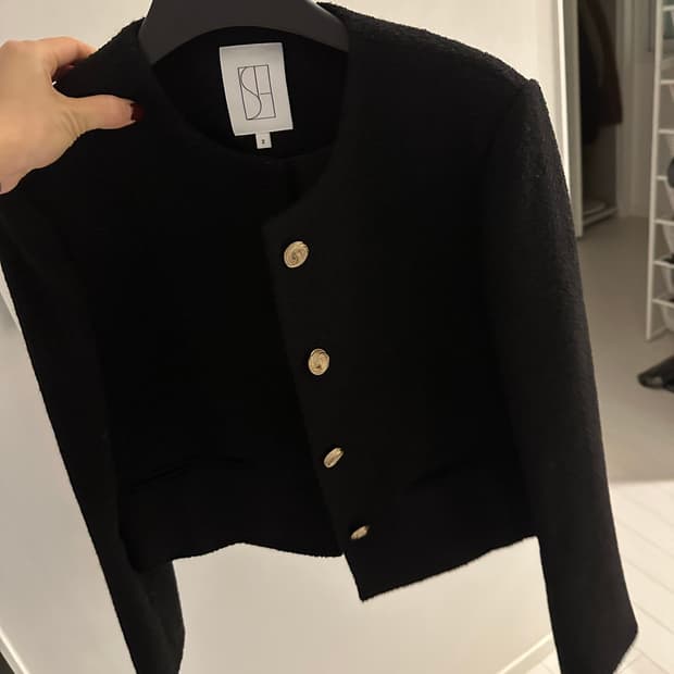 시에 sie 페브 트위드 자켓 블랙M