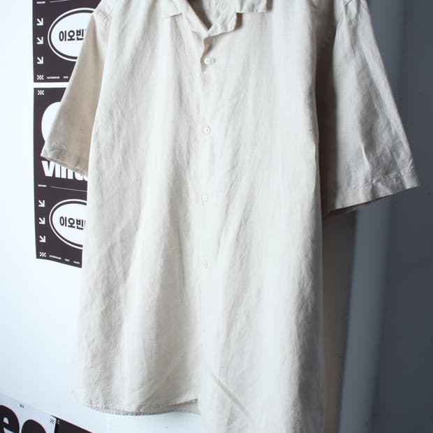 (XL-2XL) 자라 반팔 카라 티셔츠 셔츠 남방 브이넥-H35631