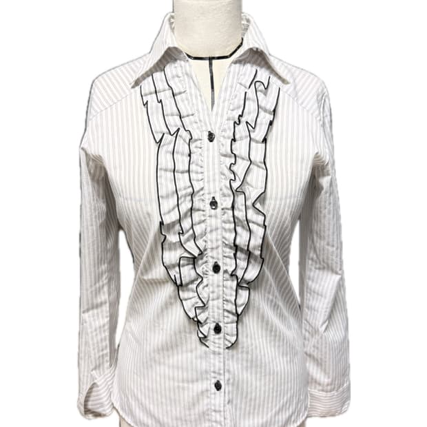 고딕 긱시크 스트라이프 레이스 블라우스