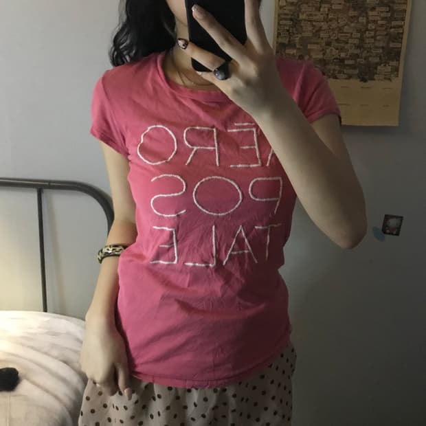 Aeropostale 에어로포스테일 핑크 로고 반팔티