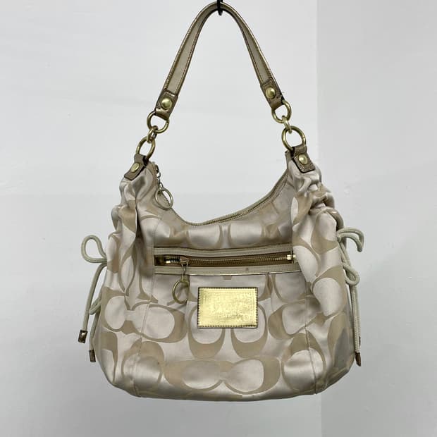 코치 자카드 셔링 호보백