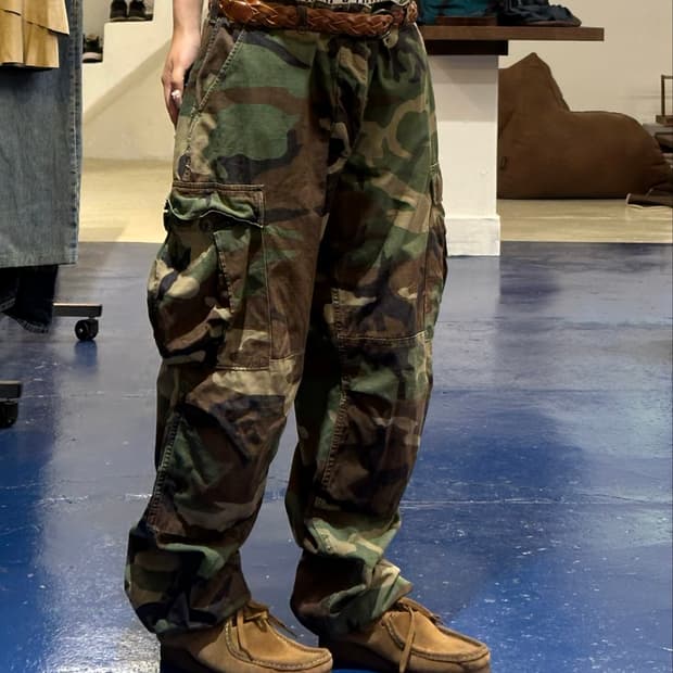 1990s military 우드랜드 카모 카고 팬츠