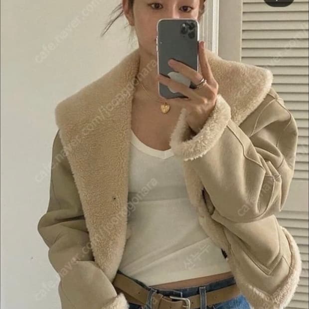 더오픈프로덕트 리버시블 무스탕 아이보리 새상품