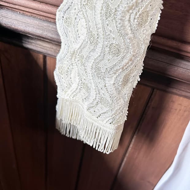 JPV vintage lace fringe scarf