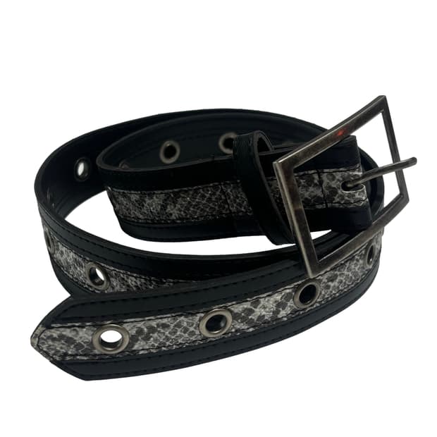 파이톤 패턴 레이어드 아일렛 벨트