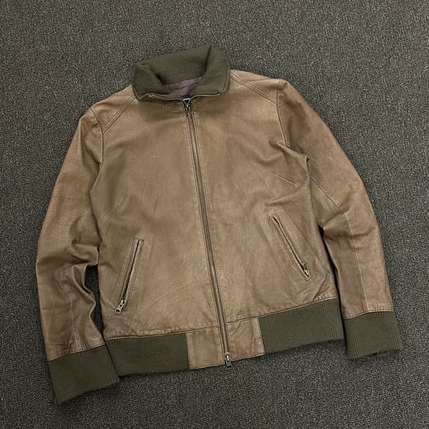 2)mystic 빈티지 여성 브라운 레더 자켓