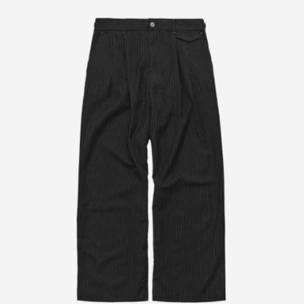 폴리테루 핀 스트라이프 트라우저 블랙 워시드 울[3]