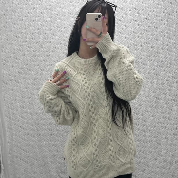 리바이스 폭닥 케이블 꽈배기 울 니트 L C07185