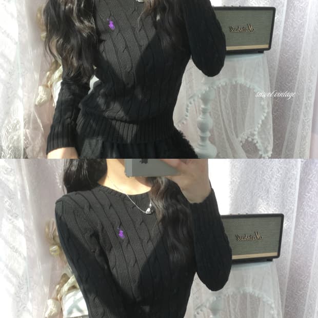 Polo black cable knit