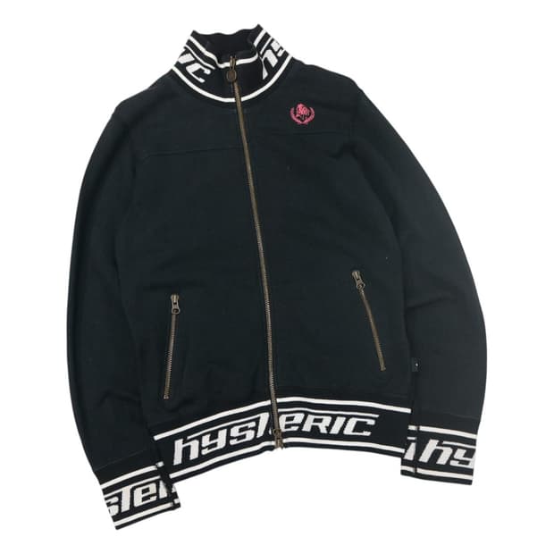 히스테릭글래머 빅 로고 시보리 배색 풀집업 져지