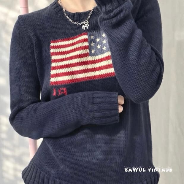 폴로 성조기 니트