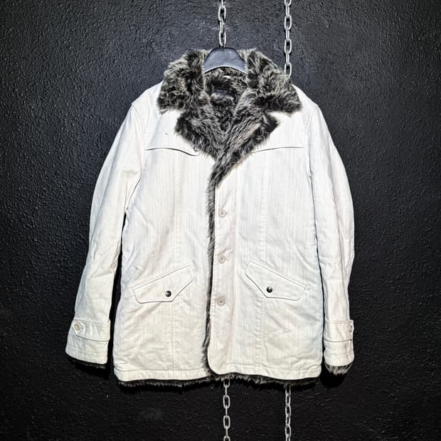 White cotton fur lineing Vkei jacket