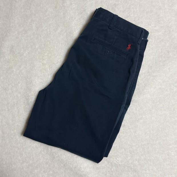 폴로 랄프로렌 ETHAN 더블 플리츠 치노 팬츠 네이비