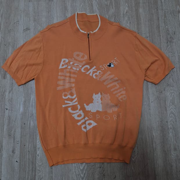 블랙앤화이트 골프웨어 반집업 반팔니트