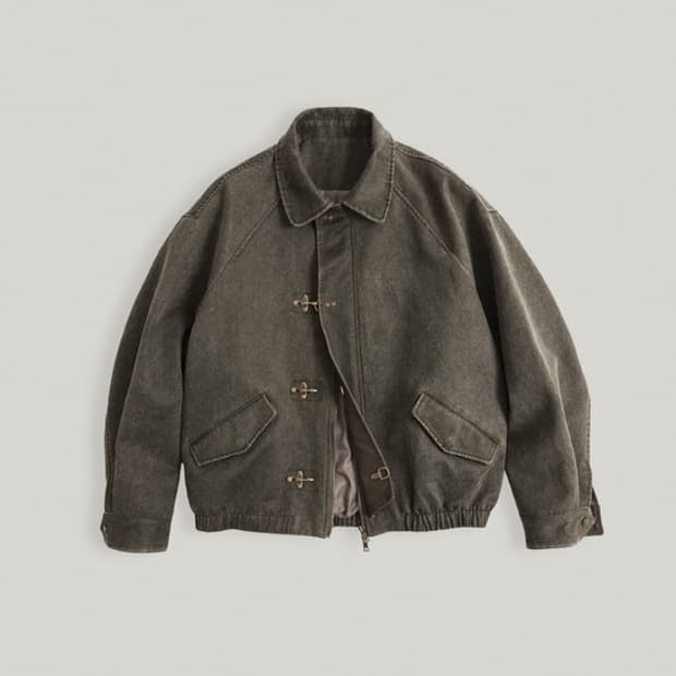 아크블루 비건 레더 블루종 자켓 crack brown M
