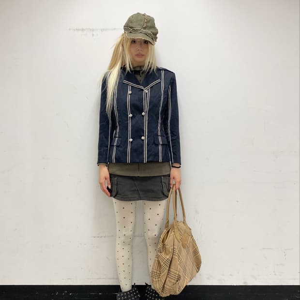 (49AV JUNKO SHIMADA)Pinstripe Double-Bre