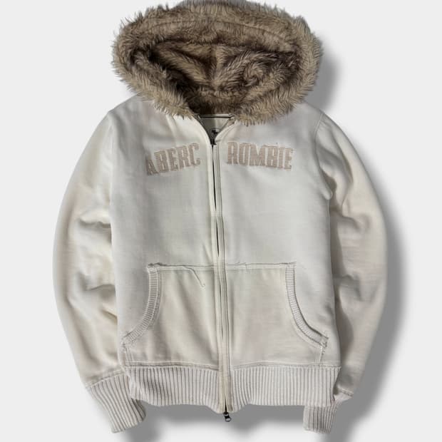 아베크롬비 00‘s 화이트 울프죠 투웨이 후드집업