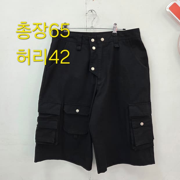 S 노우웨이브 KNOW WAVE 블랙 멀티포켓 카고 버뮤다