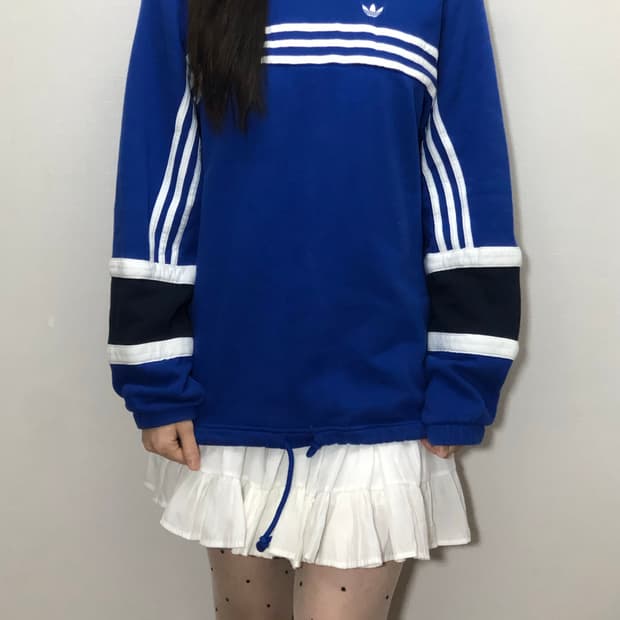 빈티지 아디다스 블루 파이어버드 스웻셔츠
