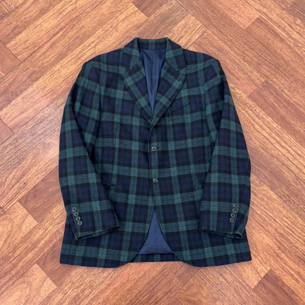 L 부기홀리데이 블랙와치 패턴 울 블레이저 자켓 