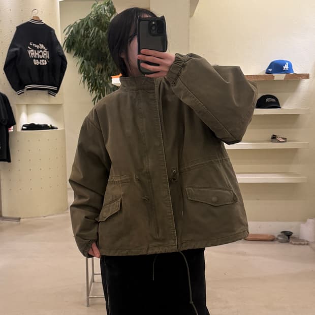 빈티지 카키 스트링 숏 야상 자켓 U188