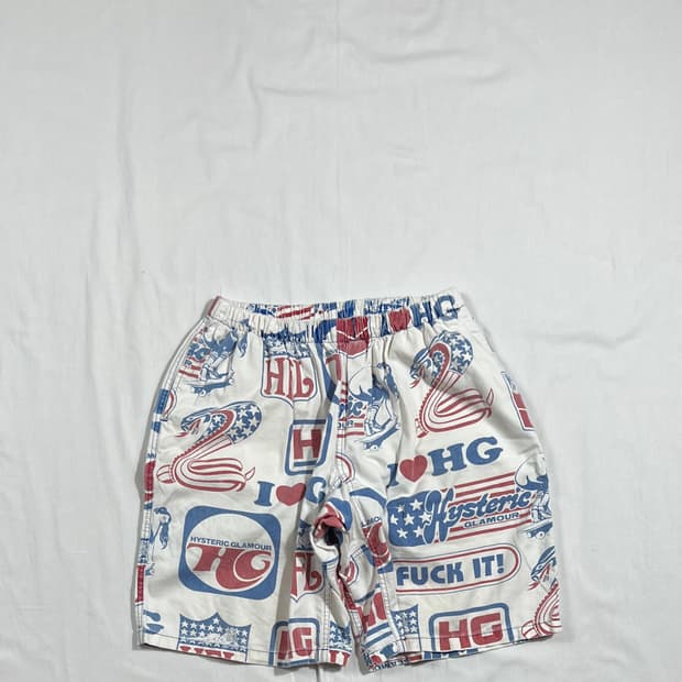 90‘s 히스테릭글래머 fuck it 쇼트 밴딩팬츠 반바지