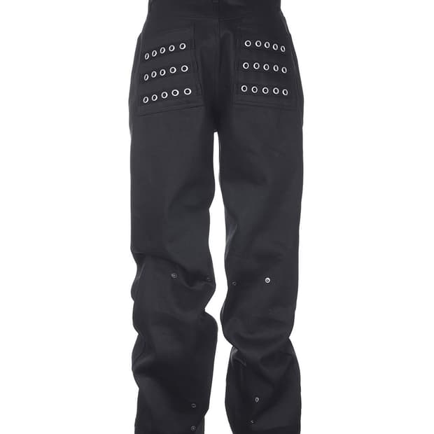 비엑세스 Baccess Eyelet Button Black Jeans