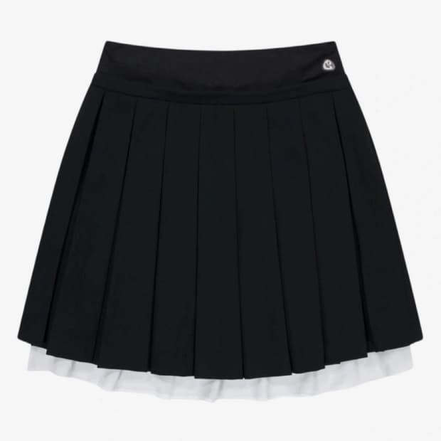 Coyseio Double Waisted Pleats Skirt Blac
