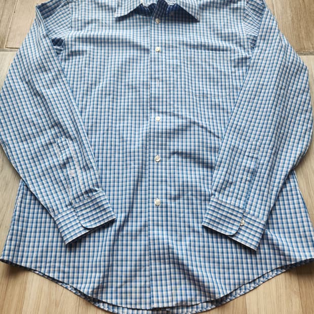 브룩스브라더스 블루 체크 긴팔 셔츠 L