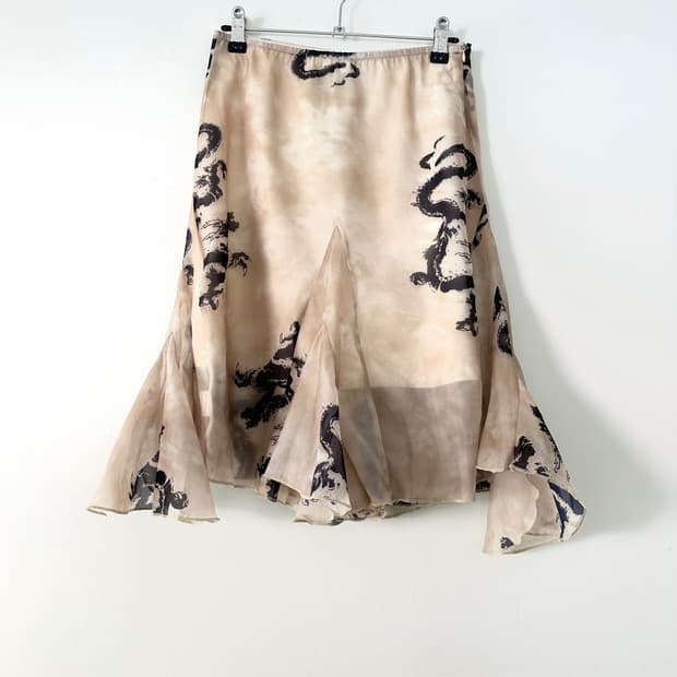 Dragon fly skirt / yellow beige