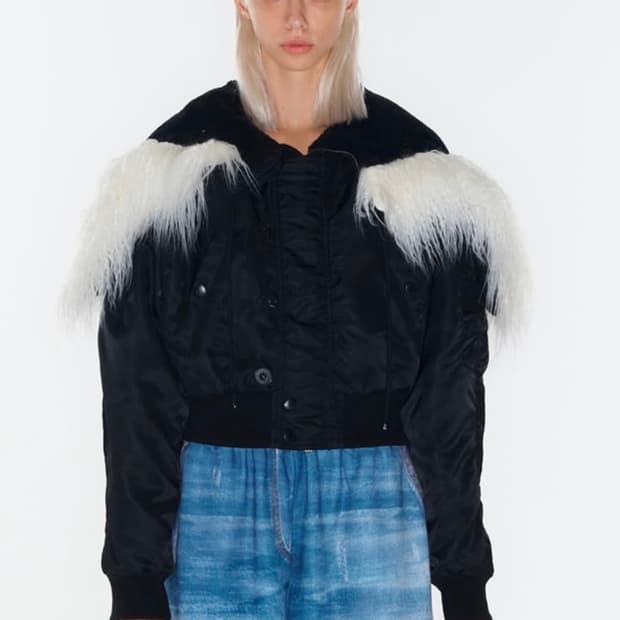 Open yy faux fur zipper hood black