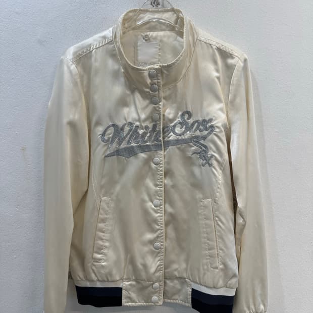 MLB White Glossy Varsity Jacket