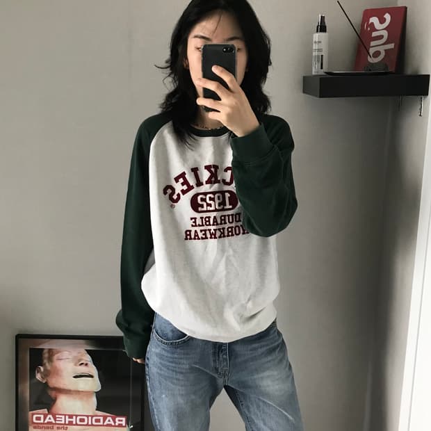 디키즈 중앙 프린팅 나그랑 패턴 맨투맨