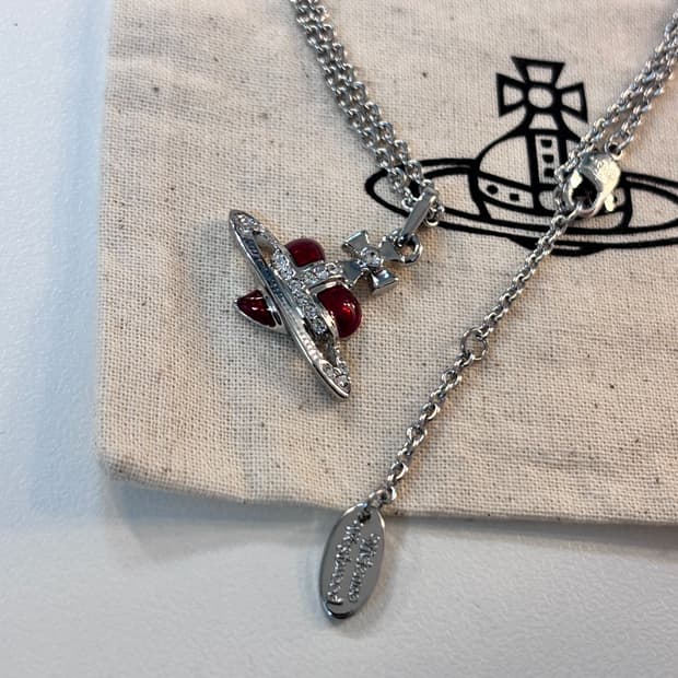 비비안웨스트우드 목걸이 디아망떼 레드 펜던트 하트 목걸이 빈티지