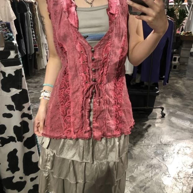 [3031]Tredy rose pink sleeveless vest