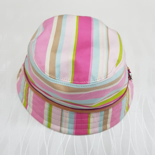 코치 스트라이프 코튼 버킷햇