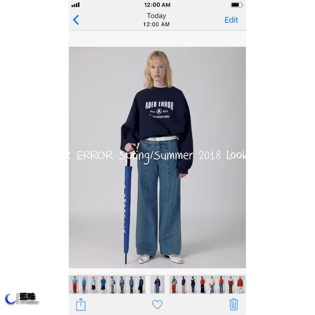 아더에러 ADER 18SS 남녀공용 스티치 데님 와이드 팬츠 A2