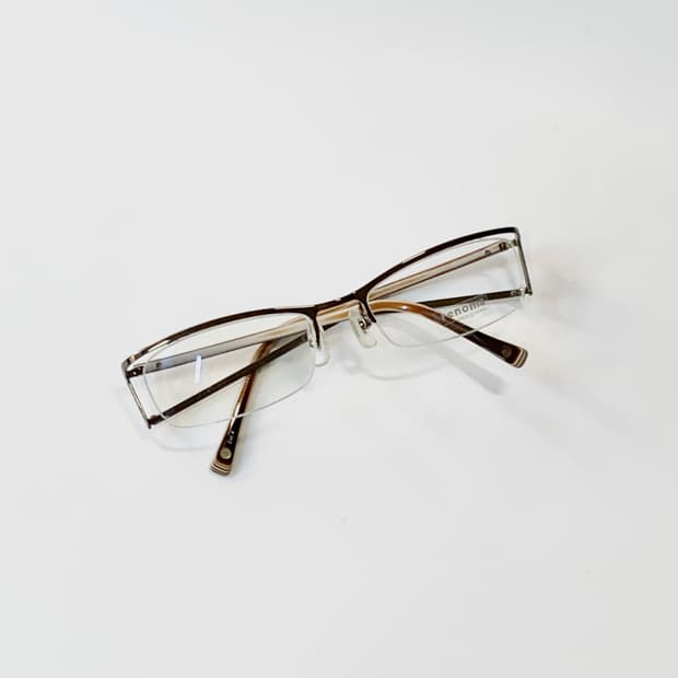 [픽키-642] Renoma 브라운 반무테 안경 구조적 템플 디자인