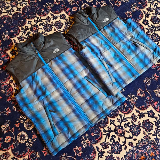 (미사용)노스페이스 체크 블럭 패딩 베스트 M / XL size 2종