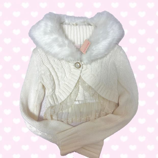 리즈리사 니트 퍼 레이스 볼레로 히메갸루 라떼갸루