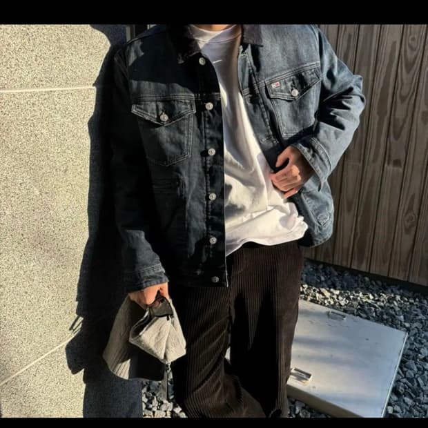 타미힐피거 타미진스 트러커 흑청자켓 L