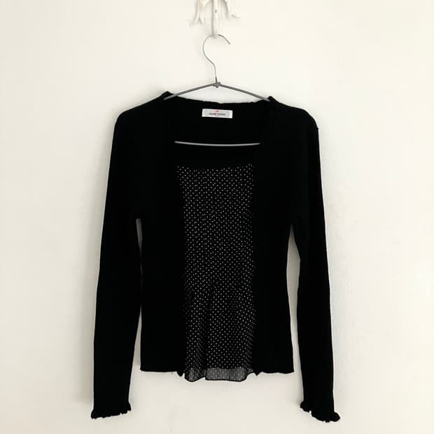 도트 니트 탑