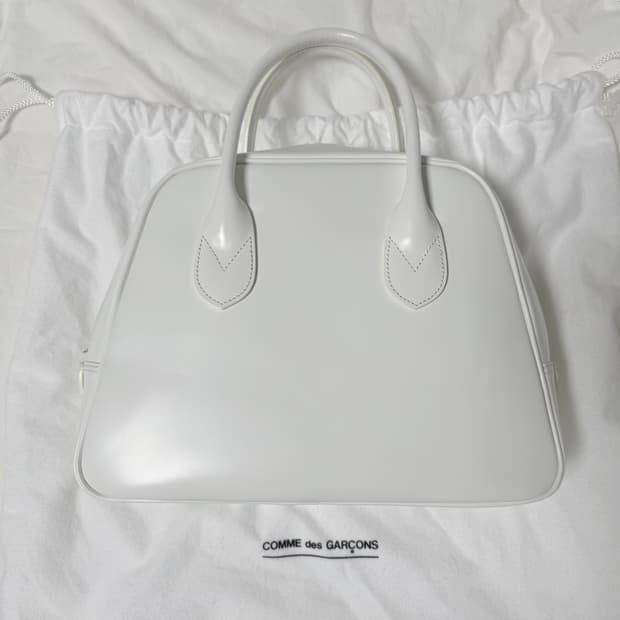 꼼데가르송 아오야마백 라운드 3호 화이트 토트백 