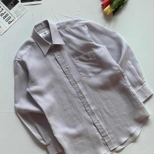 YSL 입생로랑 연보라 린넨 셔츠