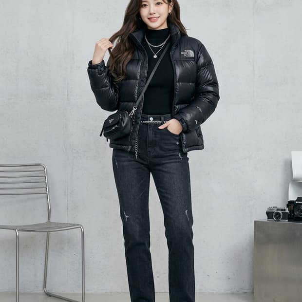 노스페이스 700 구스다운 눕시 패딩 자켓 유광 블랙