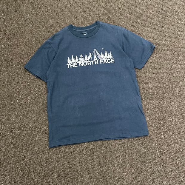 M)노스페이스 빈티지 캠핑 그래픽 네이비 반팔